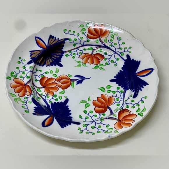 19th Century Antique Gaudy Welsh Butterfly Plate Eagle Marked for US Export - Picture 5 of 16